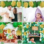 feuilles artificielles tropicales vert doré décoration moderne mariage anniversaire extérieur verte naturelle ludaua hawaïen