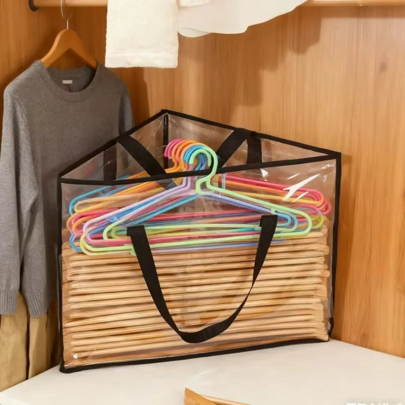 sac rangement transparent multi usages poignées noires vêtements moderne pratique