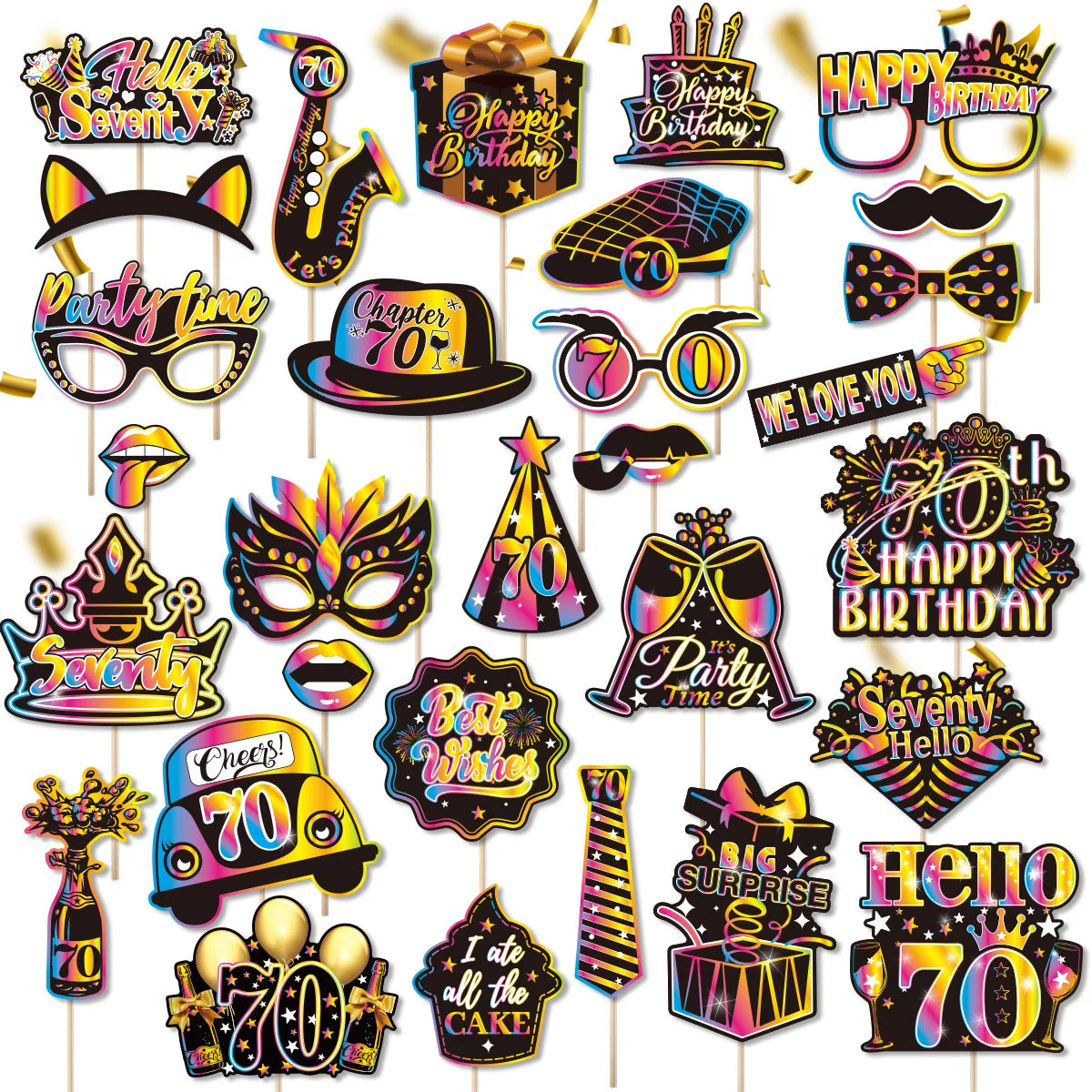 masques fête multicolores holographiques anniversaire noir blanc piquets variété motifs festive