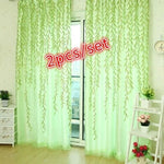 rideaux imprimés feuilles saule violet vert pastorales décoratives intégrés fenêtre transparents