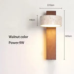 lampe murale moderne scandinave bois naturel texture bois finition bétonnée interrupteur chaîne LED 9W