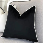 housse coussin velours noir blanc moderne élégant décoration intérieur canapé sofa carré polyester coton
