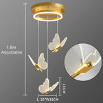 lampe suspendue papillon moderne blanc doré cristal transparent vis fixations