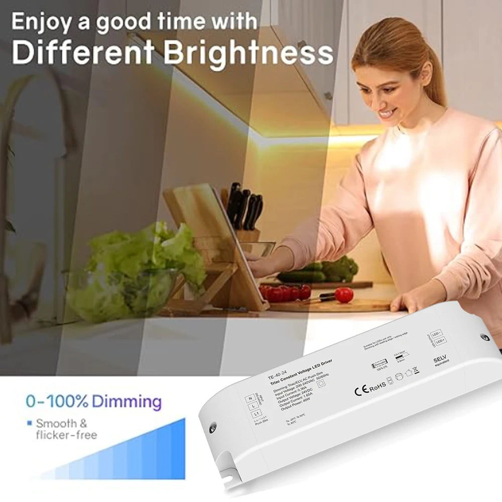 pilote led dimmable 12v 24v triac pwm moderne certifié rohs abs blanc