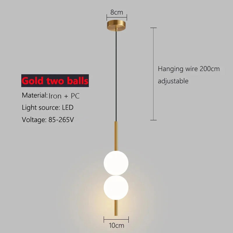 suspension lumineuse moderne or noir sphères blanches câble ajustable mural éclairage intérieur chambre salon