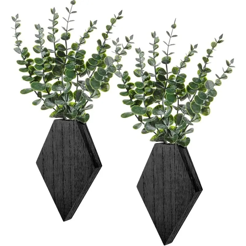 décoration murale cache plantes bois noir moderne plantes artificielles suspendues holderintérieur
