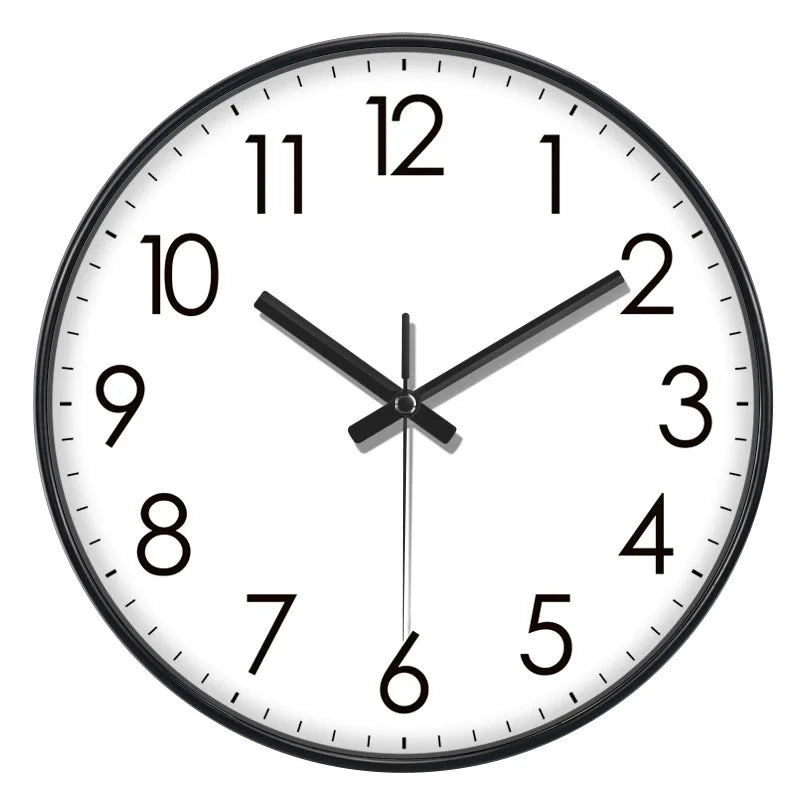 horloge murale quartz aiguille noir blanc simple facile lecture minimaliste sans tic tac moderne