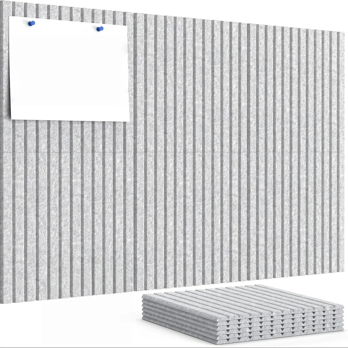 panneau feutre moderne rayures verticales beige clair clips inclusion feuilles papier notes autocollantes 30cm