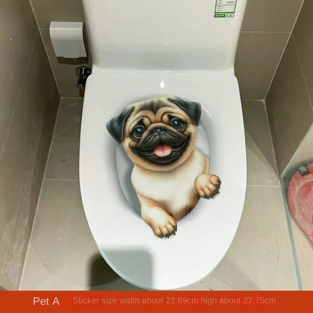 stickers decoratifs toilette animaux 3d realistes blanc gris beige opaques diverse options variante