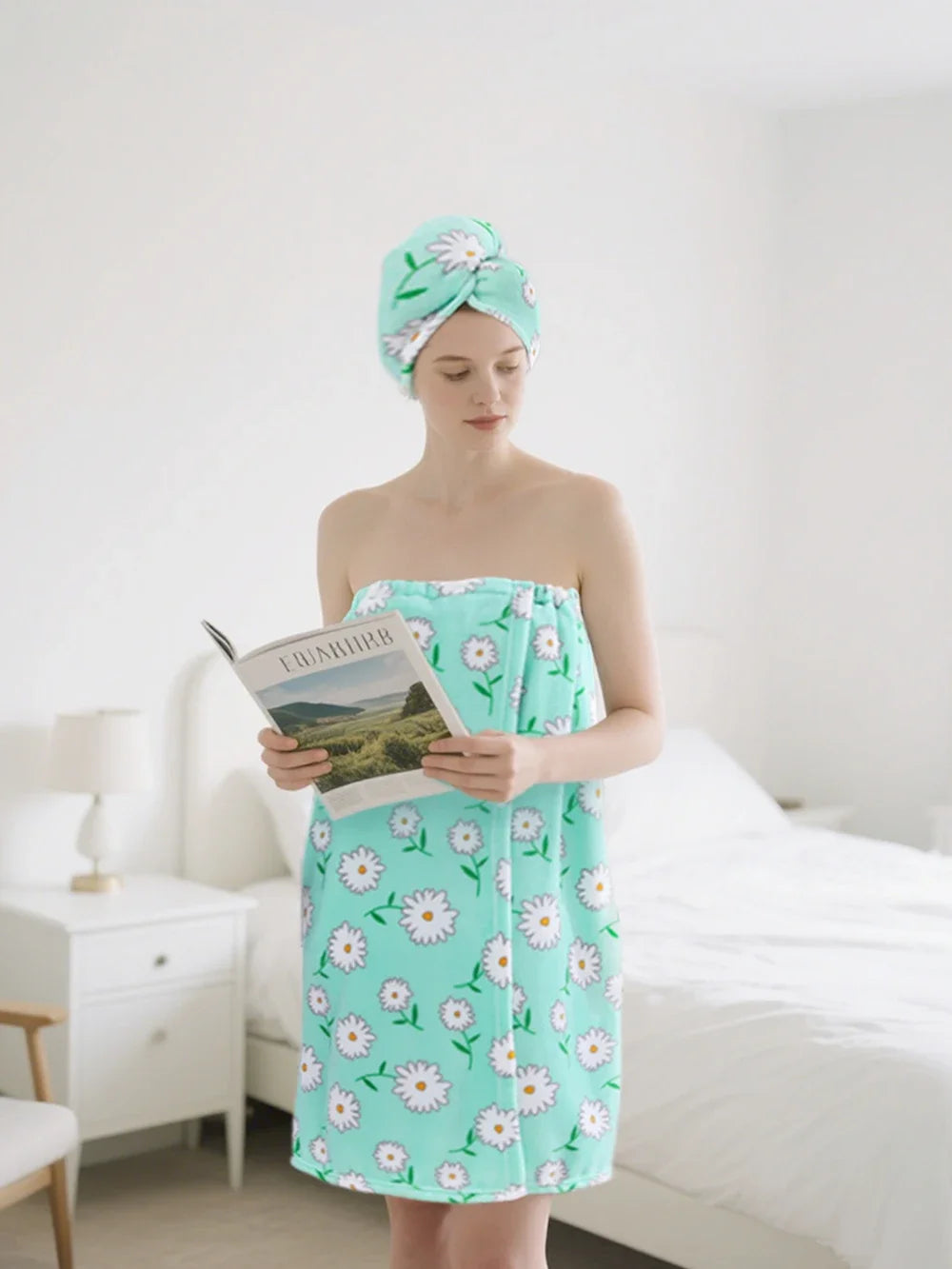 serviette bain rapide fleur bleu rose violet vert absorption rapide machine lavage simple confortable