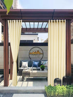 rideau extérieur pergola transparent polyester métalliques blanc beige bleuextérieurDecorationJaponaisCoreen