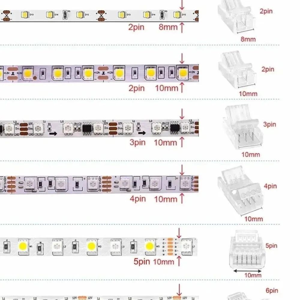 connecteur led transparent moderne 2pin 3pin 4pin 5pin clips différents pratique