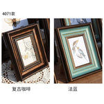 Cadre photo classique vintage brun foncé bleu clair insecte oiseau résine 10 pouces A4