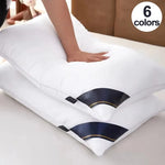 oreiller rectangulaire blanc rayures noires dorées moderne literie voyage confortable ferme hypoallergénique polyester