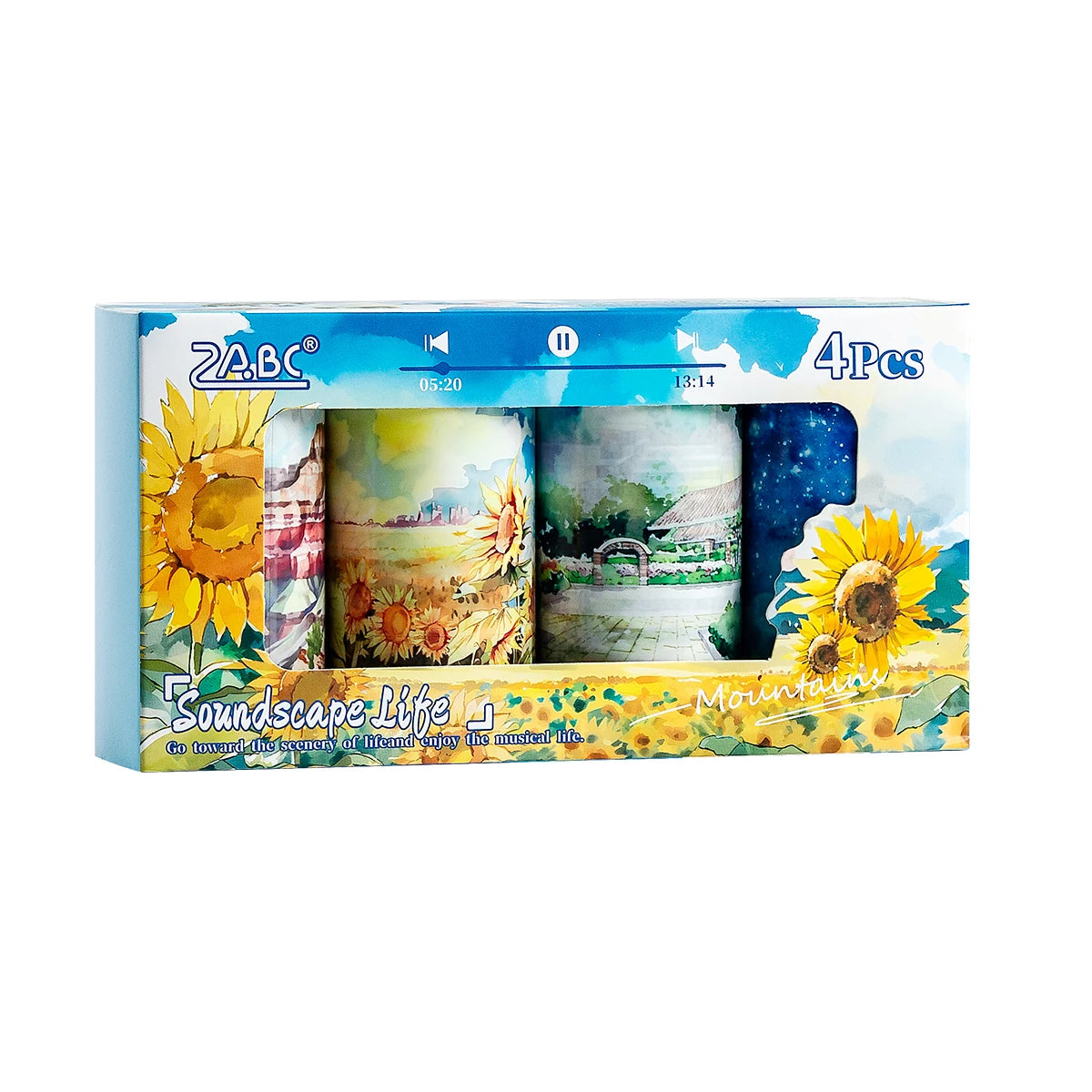 ruban decoratif paysage fleur tournesol artistique adhesif scrapbooking decoration loisirs creatifs motifs imprimés