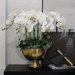 Orchidées artificielles blanc fleurissantes modernes décoration intérieure élégante vase doré maison mariage