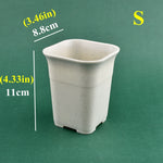 Pots fleurs carrés modernes blanc noir grains drainage 10 pièces