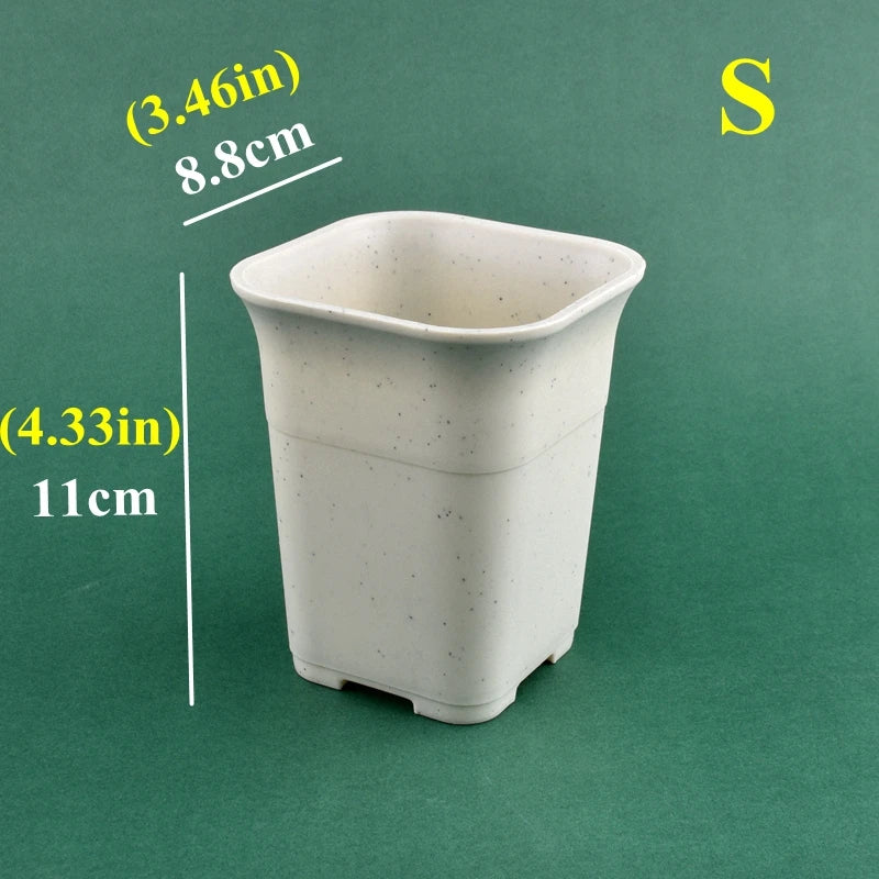 Pots fleurs carrés modernes blanc noir grains drainage 10 pièces