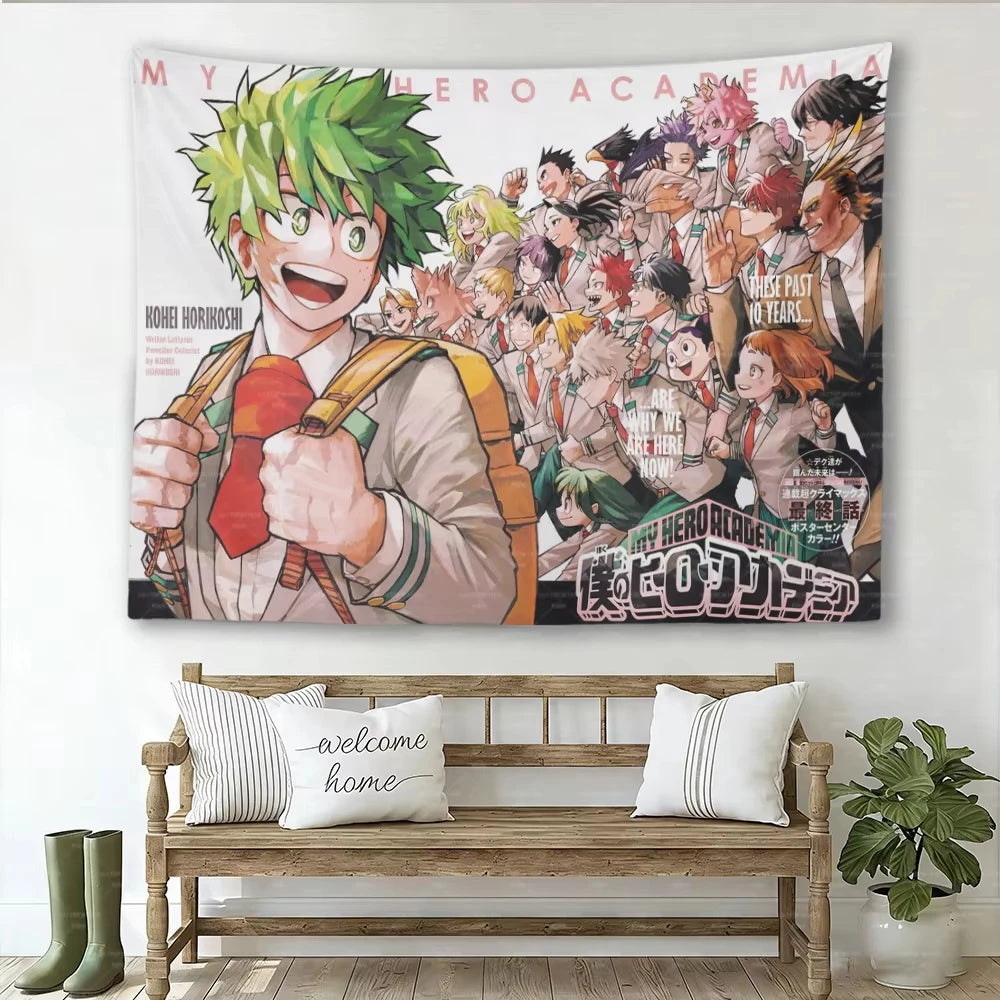 tapisserie murale my hero academia personnages multicolore illustration anime chambre décoration grande taille