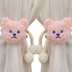 attache cordon fenêtre teddy bear mignon décoration maison tissu doux couleur beige marron clair