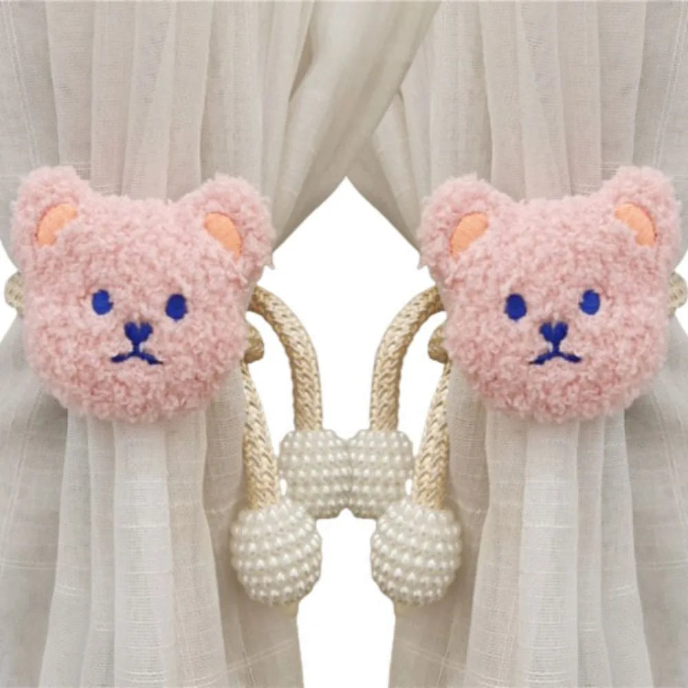attache cordon fenêtre teddy bear mignon décoration maison tissu doux couleur beige marron clair