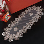 serviette table brodée florale gris clair doré classique réutilisable polyester