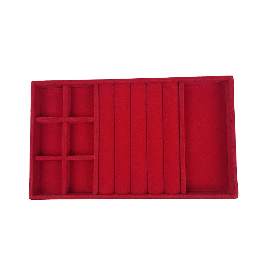 boîte bijoux velours rouge moderne plateau 21cm colliers boucles doreilles bracelet doré lunettes