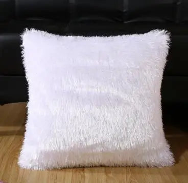 housse coussin peluche douce solide carré moderne lit maison vert rose blanc gris noir