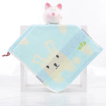 serviettes coton animées dessin triangles lapins nuages étoiles clips enfants rose bleu