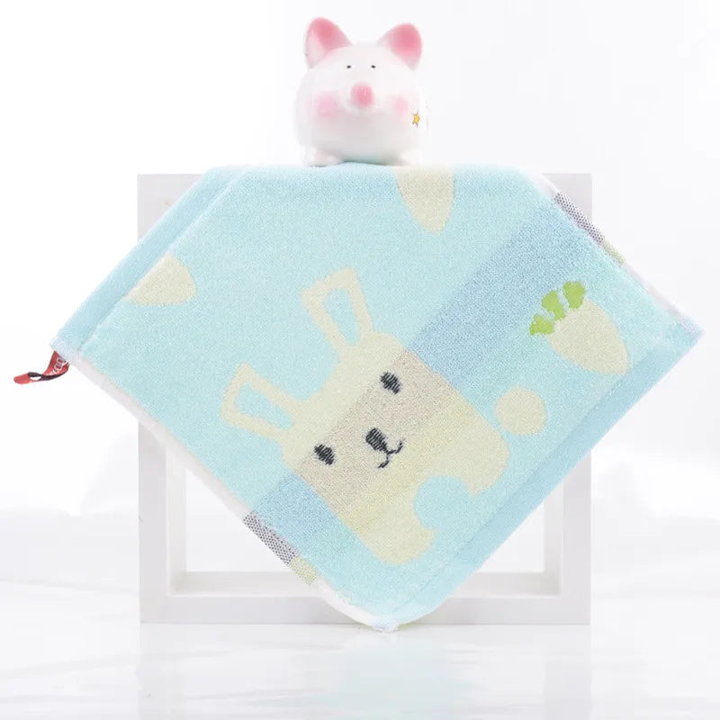 serviettes coton animées dessin triangles lapins nuages étoiles clips enfants rose bleu
