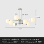 lustre suspension moderne chrome boules verre translucide luminaire salon salle manger blanc