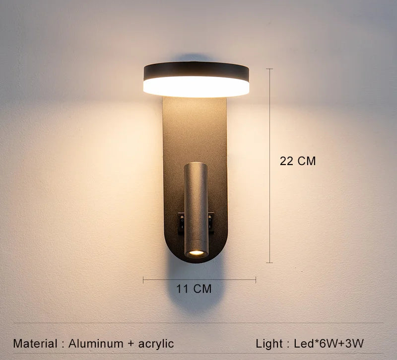 lampe murale moderne noire blanche interrupteur led chambre coucher salon entree