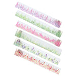 ruban decoratif floral multicolore fleurs suspendues adhesif decoration romantique feuilles vert violet blanc