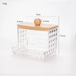 boîte rangement transparente bois coton tiges couvercle bambou moderne minimaliste anti poussière cosmétiques salle
