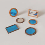 miroirs brillants cadres dorés ensemble décoration chambre classique fixés adhésifsoplastique bleu brun