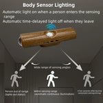 lampe murale rechargeable led détecteur mouvement réglable moderne clips marron clair aspect bois naturel