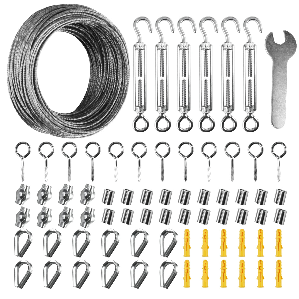 fixation tissus vis turnbuckle pad eye snap hook expansion plastique kit industriel robusteextérieur camping