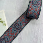 ruban polyester largeur 5cm motifs fleurs broderies couleurs noir bleu vert orange élégant rideaux