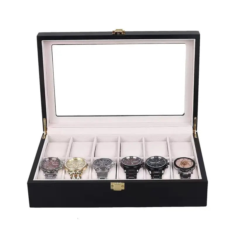 boîte montres rouge foncé bois velours classique cadenas doré places montres