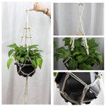 support plante suspendue macramé blanc fait main décoration jardin intérieur boho corde coton