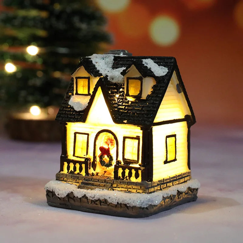 décorations noël miniatures maison guirlandes lumineuses brique tuiles boules vintage chambre
