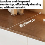 coiffeuse moderne minimaliste miroir led tabouret rangement tiroirs blanc marron foncé