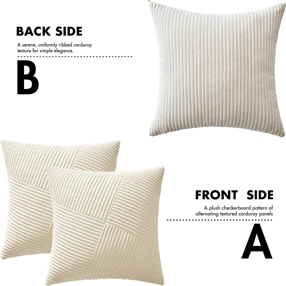 coussin beige rayures verticales moderne housse 45x45cm polyester coton zipper blancintérieur deco maison
