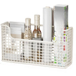 panier grille métallique noir blanc argenté moderne fixé mur rangement bouteilles boîtes 27x14.5x7cm