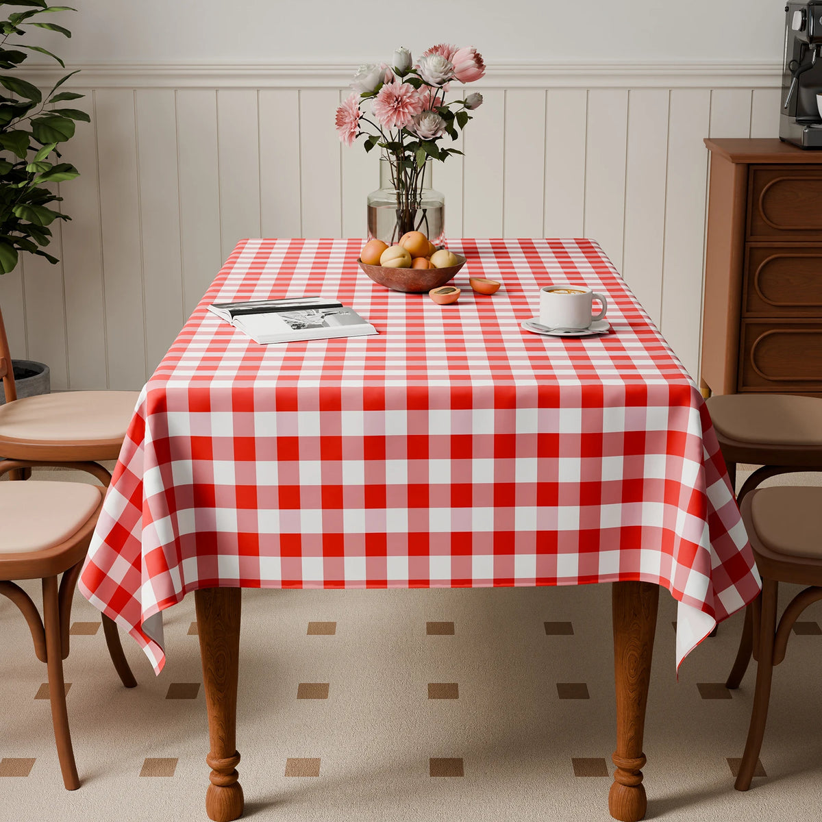 nappe table rouge blanche carreaux imperméable classique extérieure camping pique nique terrasse