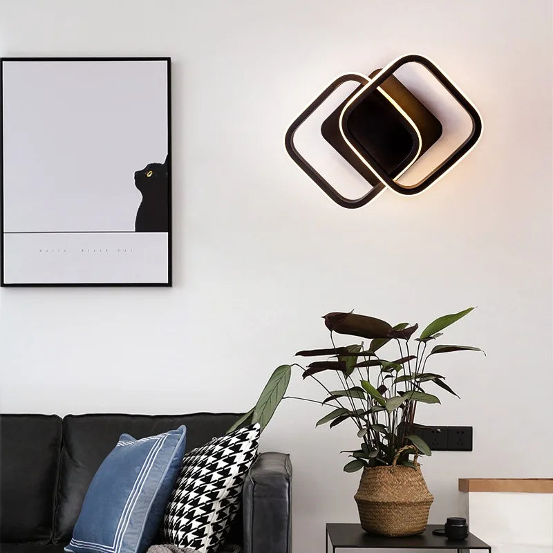 luminaire led plafonnier moderne minimaliste noir blanc forme carrée surface lisse fixé télécommande