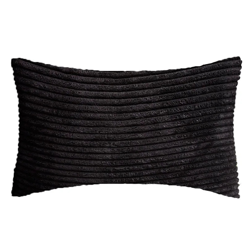 coussin velours côtelé gris orange bleu moderne rayures horizontales 30x50cm machine lavable