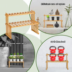 étagère plante bambou moderne simple niveaux naturel hauteur 30cm largeur 57cm