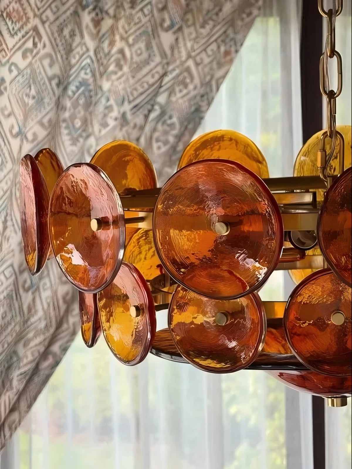 lampe suspendue moderne or vert ambre transparent salon restaurant chambre exposition cuisinehôtel