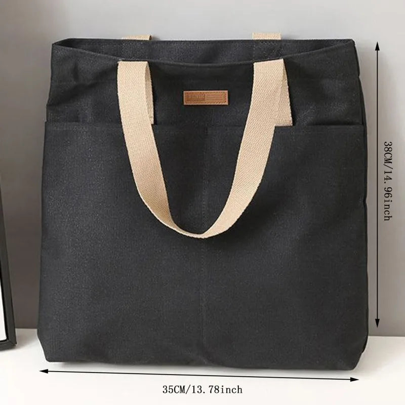 sac main toile femme solide décontracté sacs provisions off white minimaliste intérieur glissière